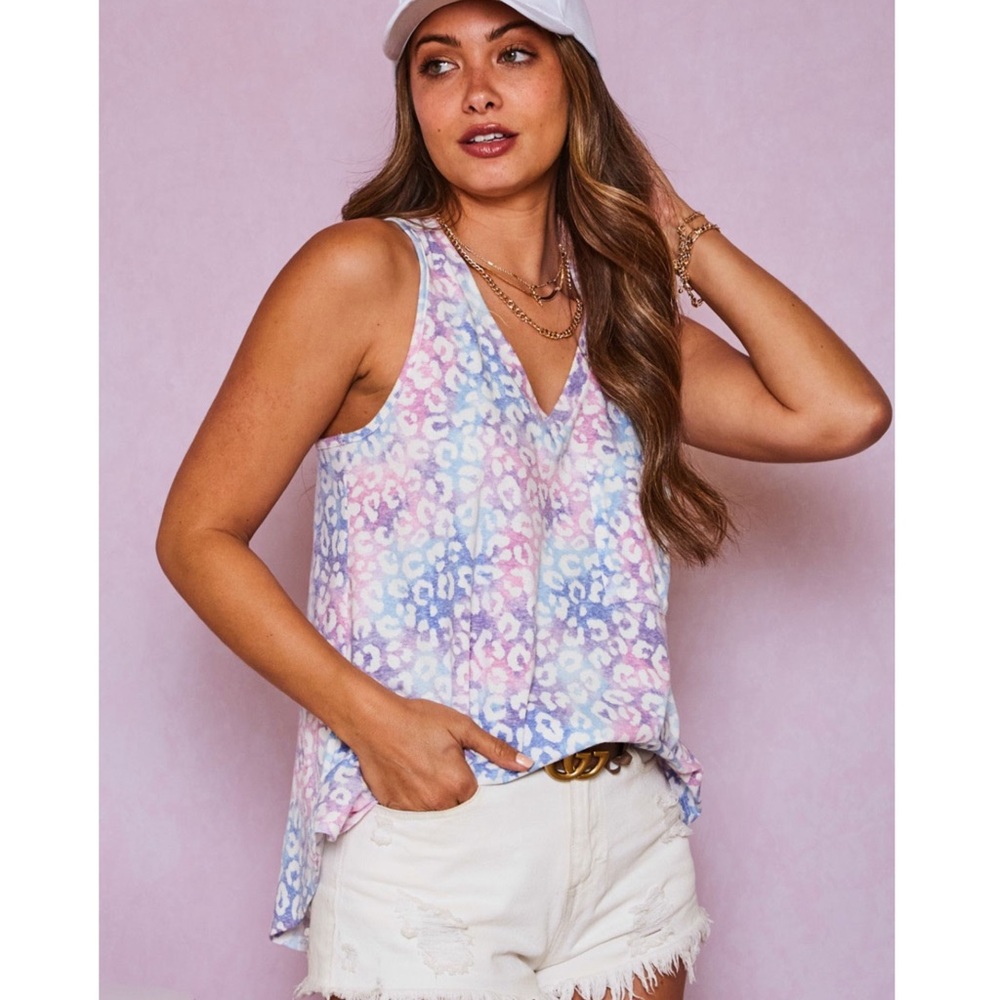 Last3️⃣ Spring Summer Tops Leopard Racer Back Pocket Tank Top Animal Print